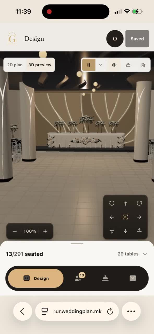 A 3D tour of the hall in Weddingplan